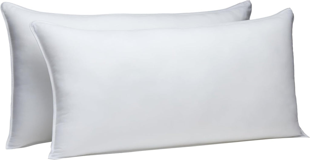 Down-Alternative Pillows for Stomach and Back Sleepers, Soft Density, 20 x 36 inches, 2-Pack, White