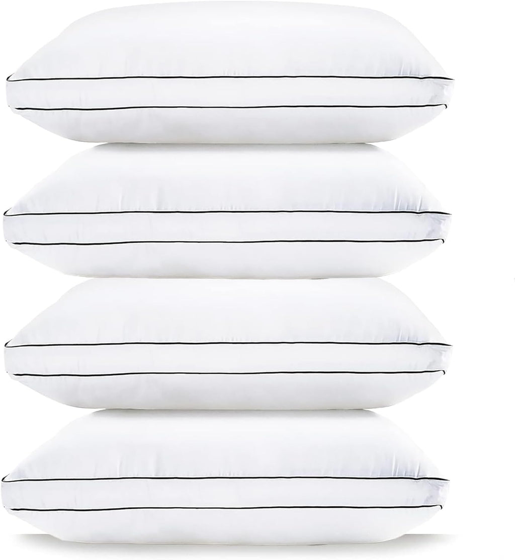 Pillows Standard Size Set of 4 (20"x26") - Soft Gusseted Bed Pillow for Back, Stomach or Side Sleepers - Hotel Quality Down Alternative Standard Pillows Pack of 4 - White