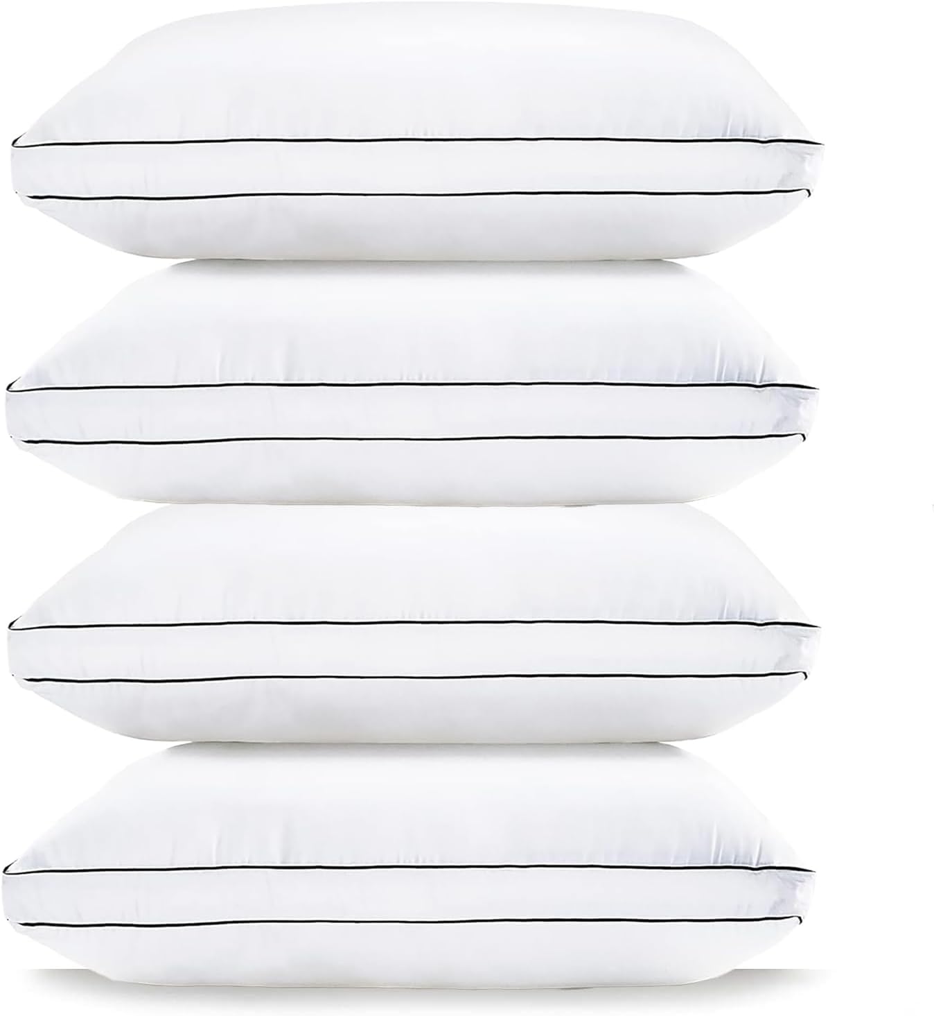 Pillows Standard Size Set of 4 (20"x26") - Soft Gusseted Bed Pillow for Back, Stomach or Side Sleepers - Hotel Quality Down Alternative Standard Pillows Pack of 4 - White