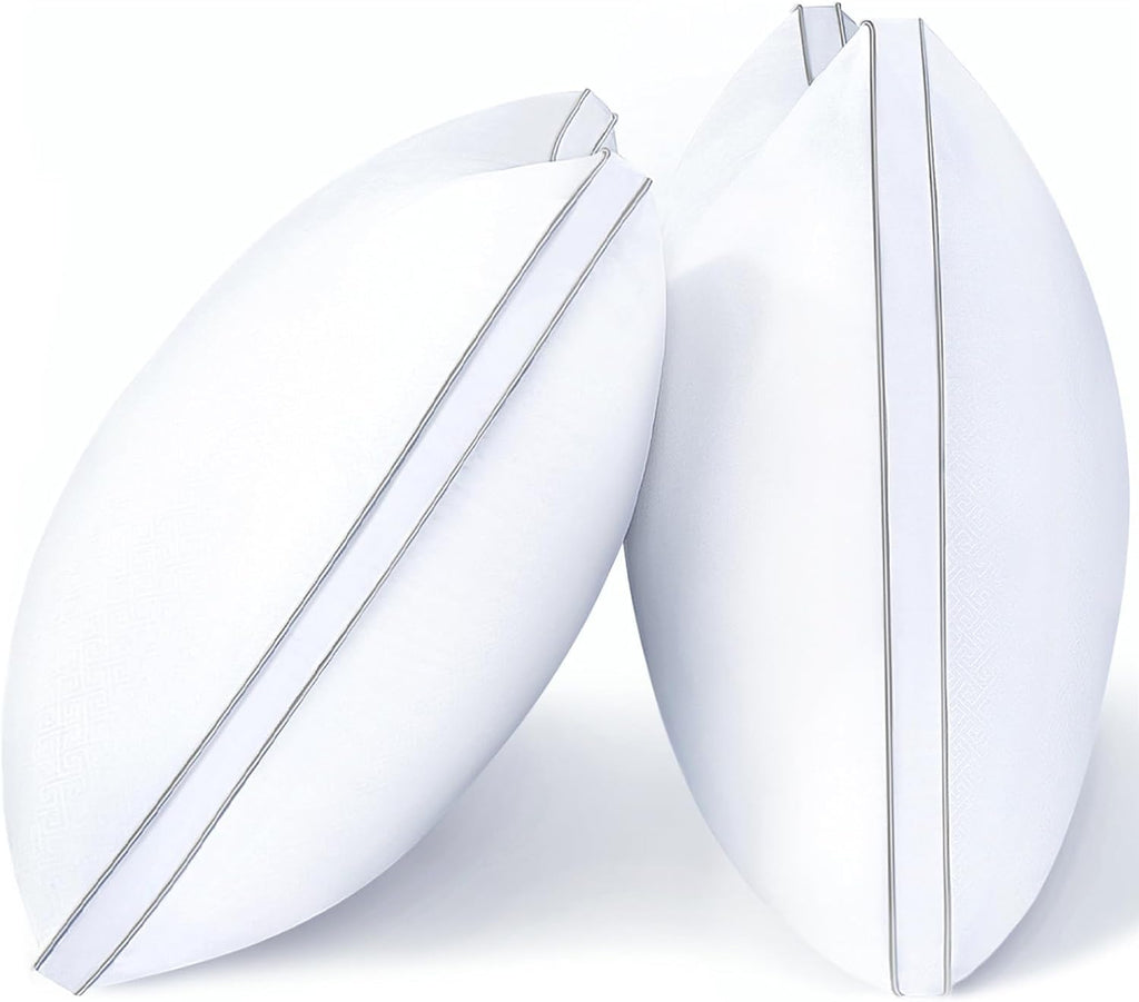 Pillows  Size Set of 2, Hotel Quality, Down Alternative Gusseted Bed Pillows for Side, Back, or Stomach Sleepers, White