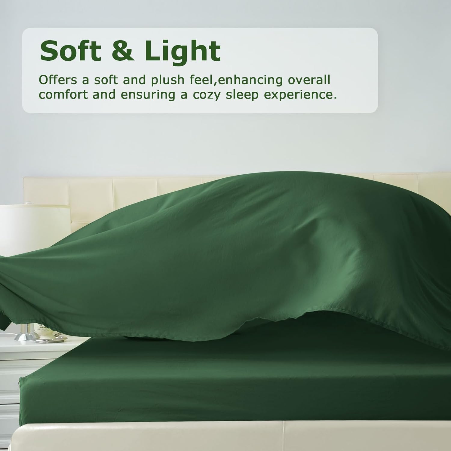 Full Size Bed Sheet Set - 4 Piece Soft Microfiber Sheets with Deep Pockets, Cooling Technology, and Wrinkle-Free Pillowcase. Hotel-Quality, Durable Bedding, Eden Green