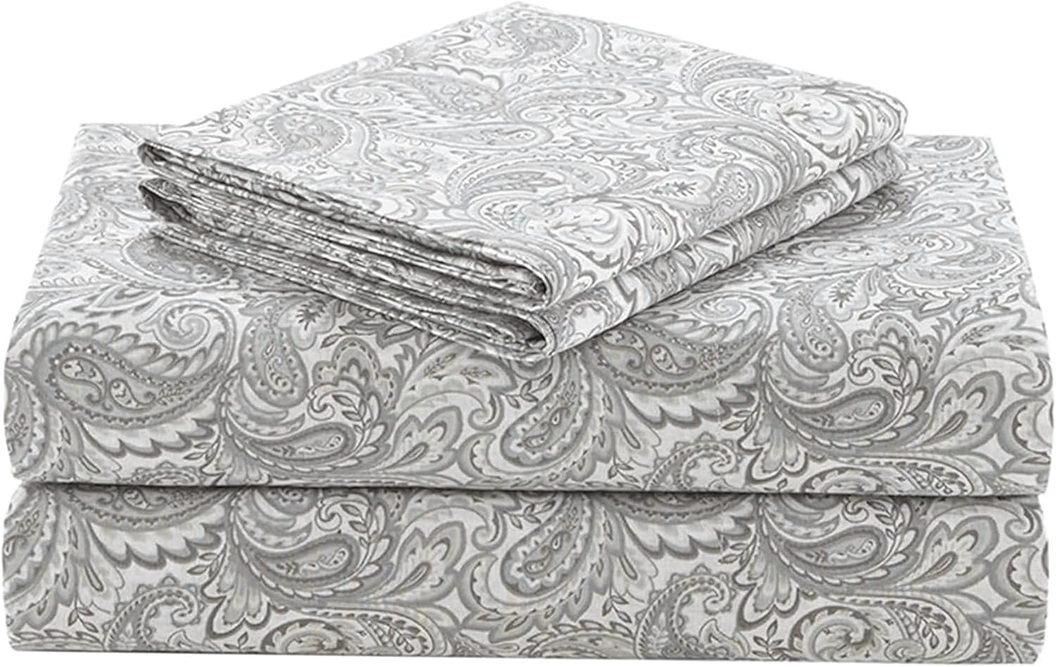 100% Cotton Sheets King, Breathable, Naturally Cool Cotton Sheets, Soft Cotton Bed Sheets with 14" Elastic Pocket Fits up to 16" Mattress, All Seasons Sheet Set, Paisley Multi 4 Piece