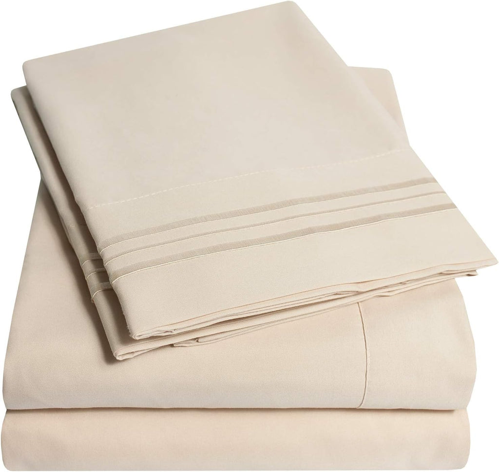 1500 Supreme Collection Queen Sheet Sets Beige Cream - Luxury Hotel Bed Sheets and Pillowcase Set for Queen Mattress - Extra Soft, Elastic Corner Straps, Deep Pocket Sheets, Queen Beige Cream
