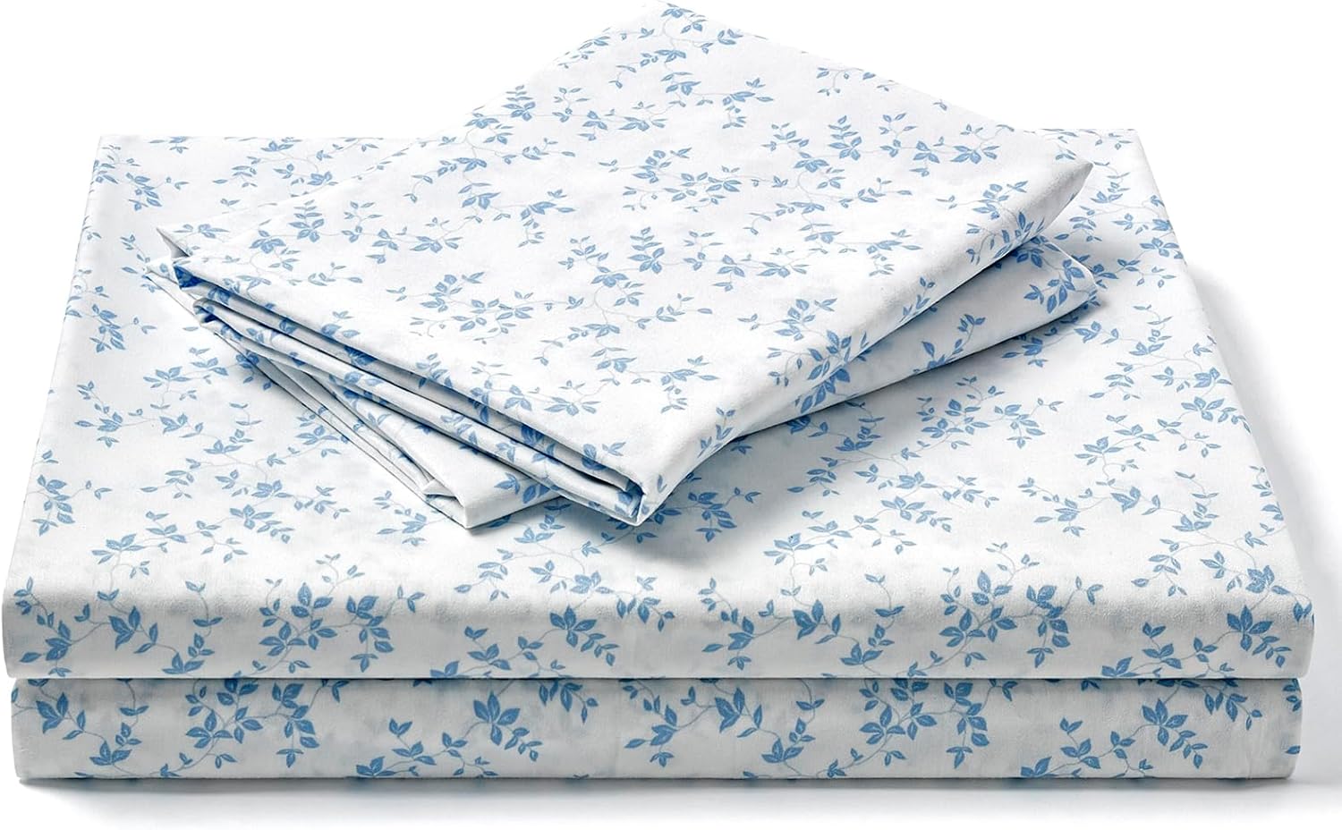 Floral Bed Sheets - Ultra Soft Queen Sheet Set - Brushed Microfiber Blue Floral Sheets - Deep Pockets up to 16" - Easy Care - Hotel Luxury 4 Piece Flower Printed Sheets Queen, Lille