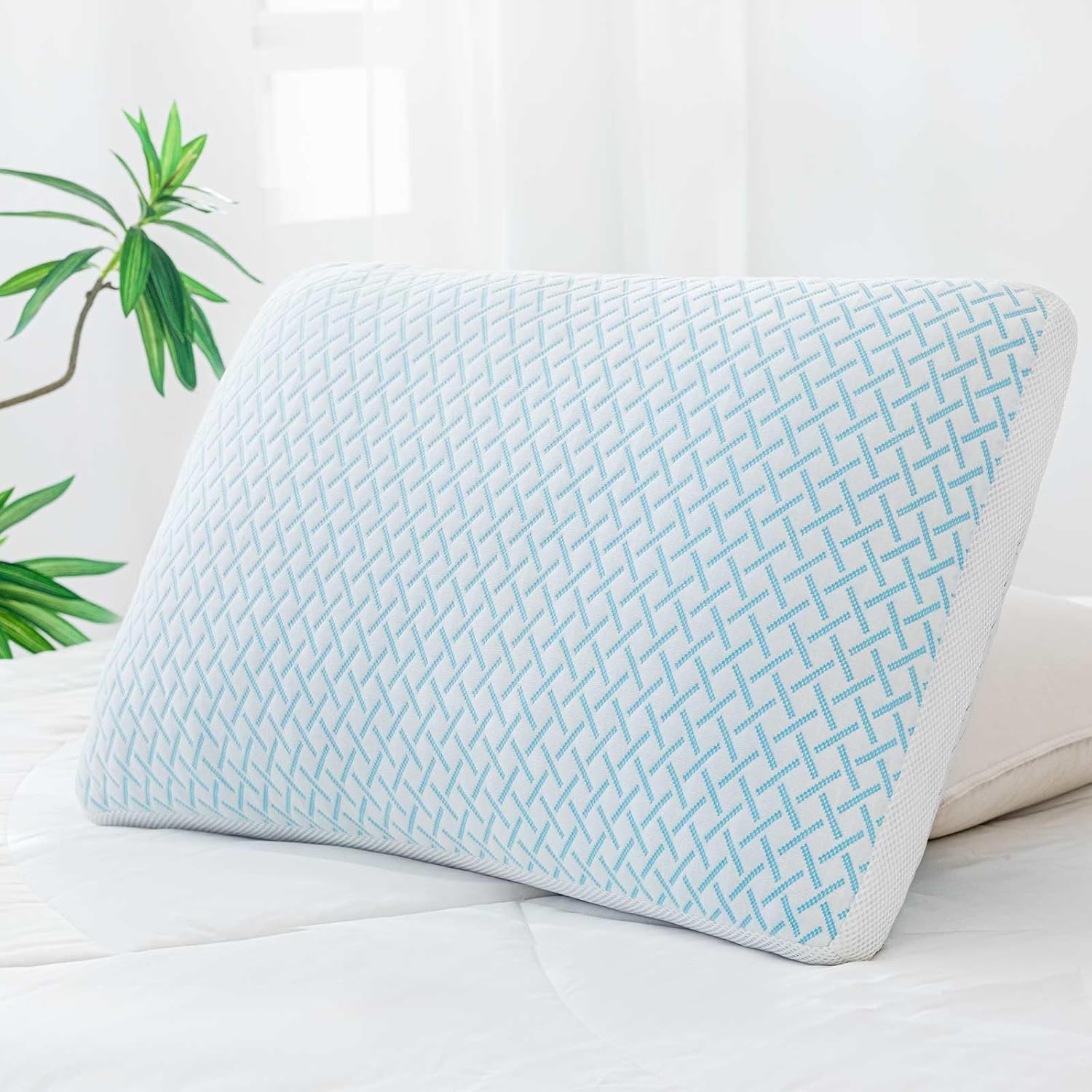 Shredded Memory Foam Cooling Soft Pillow Queen Size, Adjustable Hypoallergenic Hotel Quality Pillow for Back, Stomach and Side Sleeper, Bamboo Viscose Cover, Oeko-TEX Certified