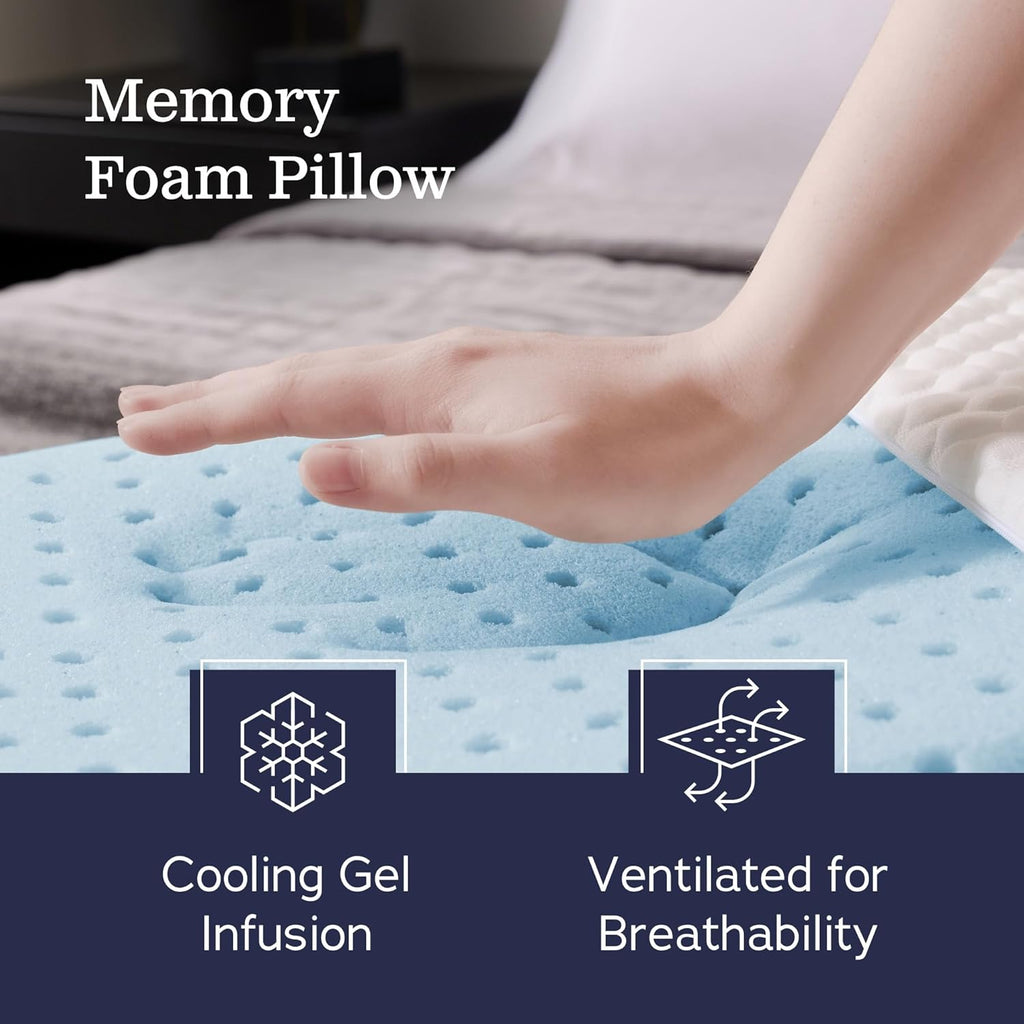 Gel Memory Foam Pillow - Standard Size - 1-Pack - Medium Plush Feel - Neck and Shoulder Support - Side, Stomach, and Back Sleepers - Home, Hotel, & Hospital Essentials - Certified