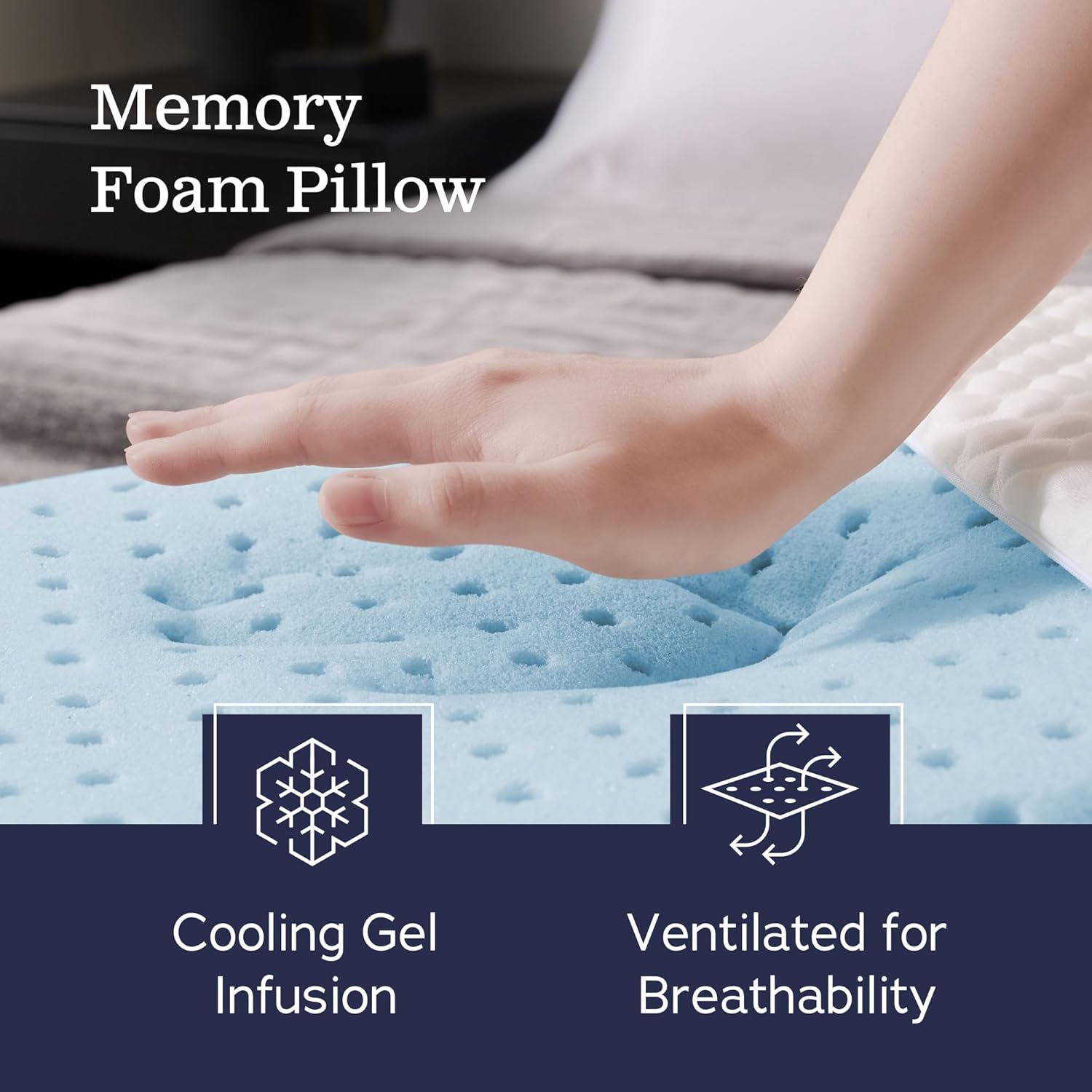 Gel Memory Foam Pillow - Standard Size - 1-Pack - Medium Plush Feel - Neck and Shoulder Support - Side, Stomach, and Back Sleepers - Home, Hotel, & Hospital Essentials - Certified