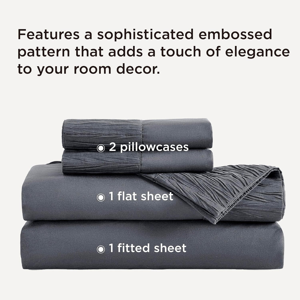 Queen Sheet Set - 4 Pieces Soft Queen Size Sheets - Breathable & Cooling - Hotel Luxury - Easy Care Polyester Microfiber Bedding for Women, Men, Dark Grey