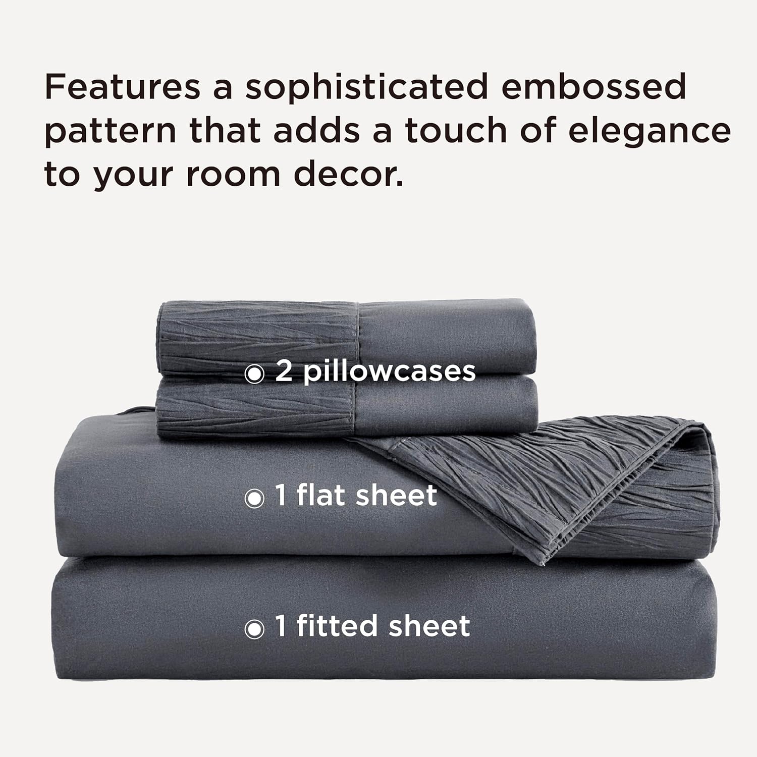 Queen Sheet Set - 4 Pieces Soft Queen Size Sheets - Breathable & Cooling - Hotel Luxury - Easy Care Polyester Microfiber Bedding for Women, Men, Dark Grey