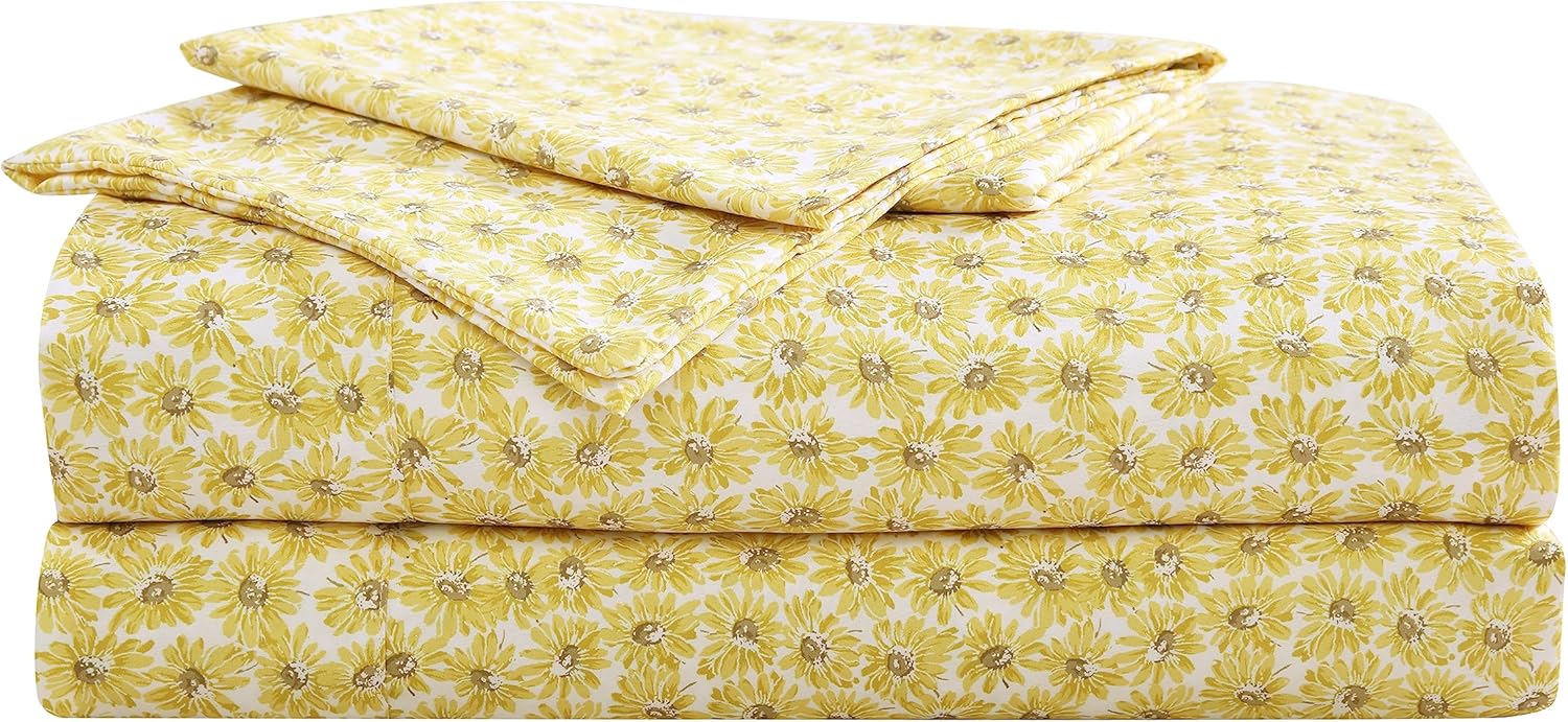 Queen Sheet Set, Soft Bed Sheets with a Lightweight Feel, Fade & Wrinkle Resistant Bedding - 4 Piece Bed Set with Matching Pillowcases & Fitted Sheet (Sunflower Field Yellow)